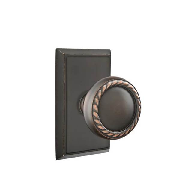 Emtek - Passage, Rectangular Rosette, Rope Knob, US10B - Oil Rubbed Bronze