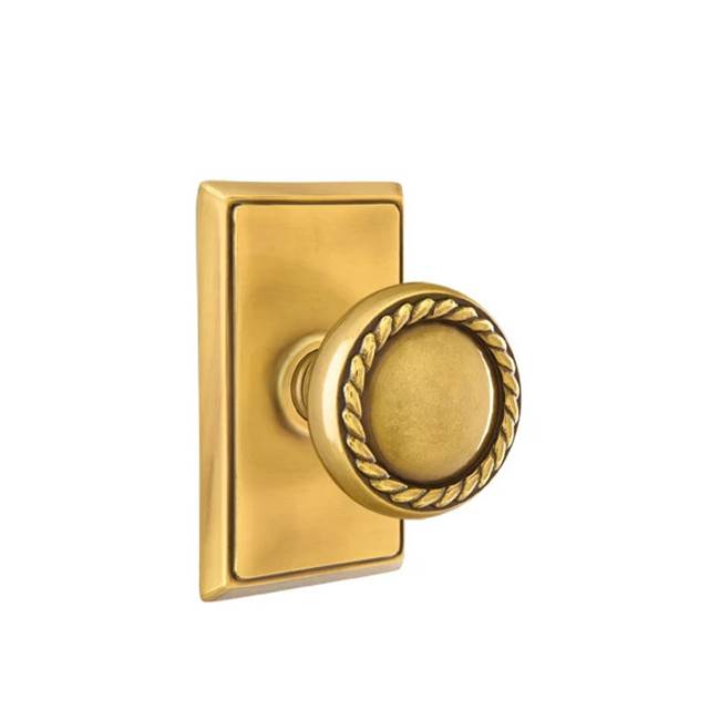 Emtek - Privacy, Rectangular Rosette, Rope Knob, US7 - French Antique