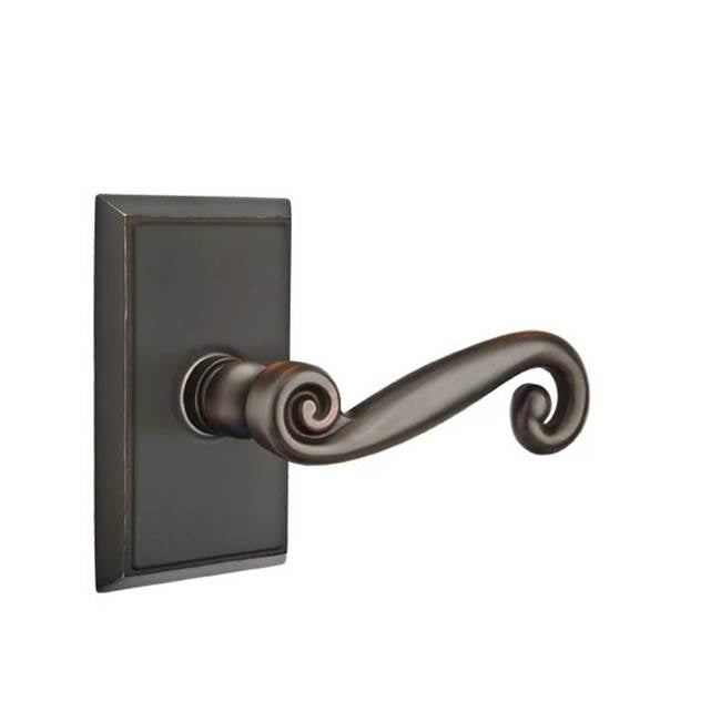 Emtek - Privacy, Rectangular Rosette, Rustic Lever, RH, US10B - Oil Rubbed Bronze