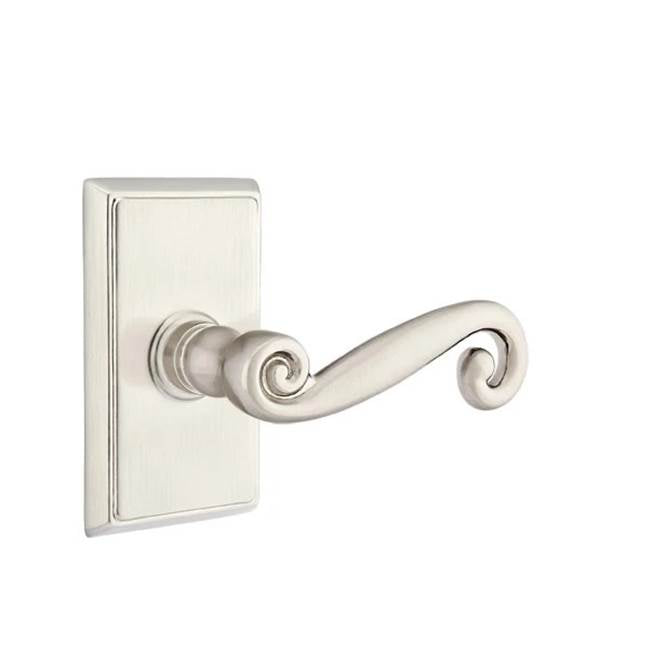 Emtek - Privacy, Rectangular Rosette, Rustic Lever, RH, US15 - Satin Nickel
