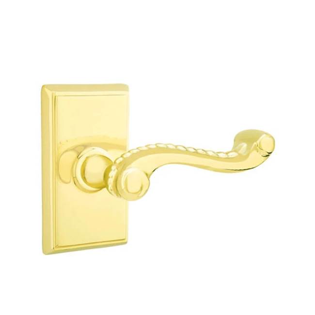Emtek - Passage, Rectangular Rosette, Rope Lever, RH, US3NL - Unlacquered Brass