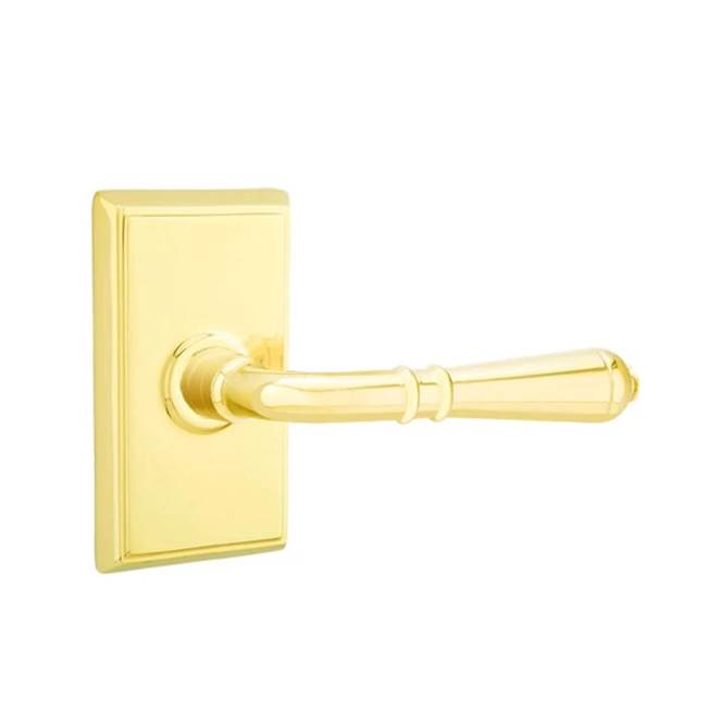 Emtek - Privacy, Rectangular Rosette, Turino Lever, LH, US3NL - Unlacquered Brass