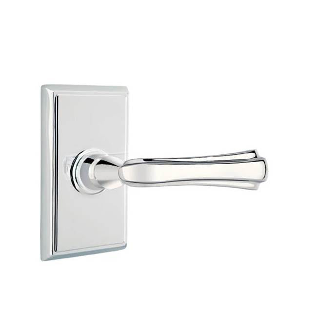 Emtek - Privacy, Rectangular Rosette, Wembley Lever, RH, US26 - Polished Chrome