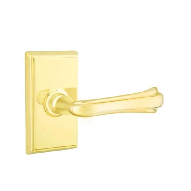 Emtek - Privacy, Rectangular Rosette, Wembley Lever, RH, US3NL - Unlacquered Brass