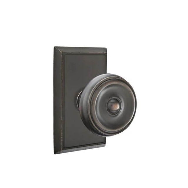 Emtek - Concealed, Privacy, Rectangular Rosette, Waverly Knob, US10B - Oil Rubbed Bronze