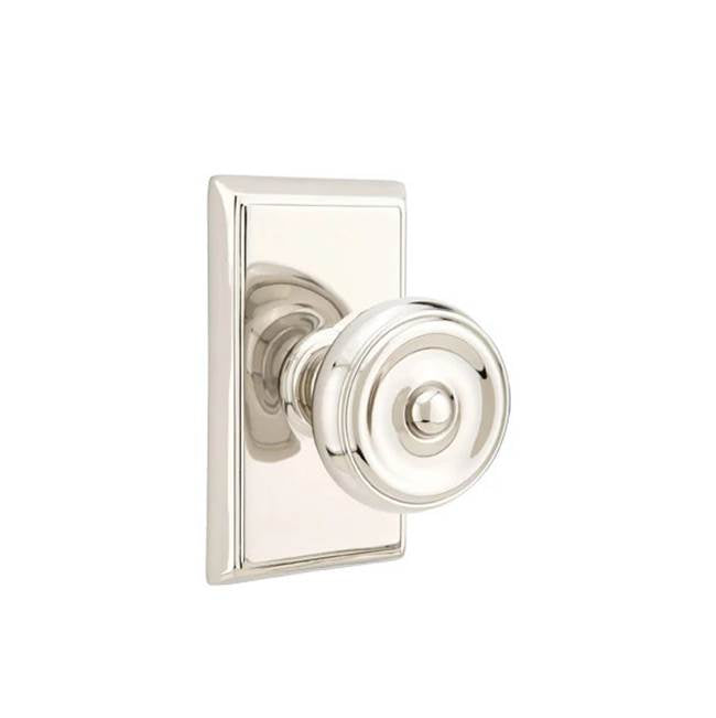 Emtek - Concealed, Passage, Rectangular Rosette, Waverly Knob, US14 - Polished Nickel