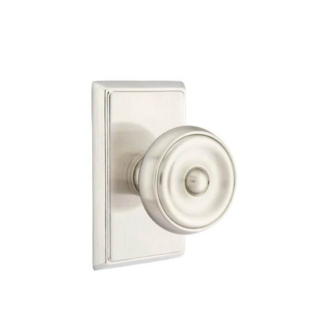 Emtek - Concealed, Privacy, Rectangular Rosette, Waverly Knob, US15 - Satin Nickel
