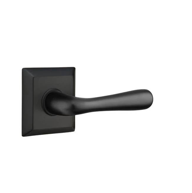 Emtek - Privacy, Quincy Rosette, Basel Lever, LH, US19 - Flat Black