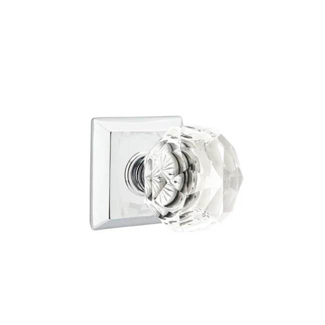 Emtek - Concealed, Privacy, Quincy Rosette, Diamond Crystal Knob, US26 - Polished Chrome