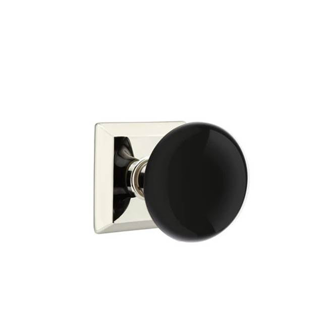 Emtek - Passage, Quincy Rosette, Ebony Porcelain Knob, US14 - Polished Nickel