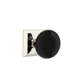 Emtek - Passage, Quincy Rosette, Ebony Porcelain Knob, US14 - Polished Nickel