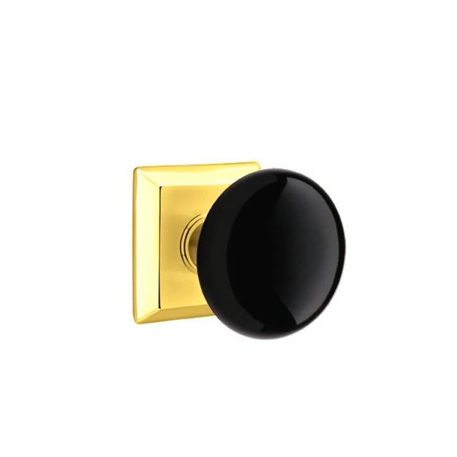 Emtek - Passage, Quincy Rosette, Ebony Knob, US3 - Polished Brass