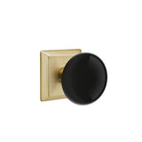 Emtek - Passage, Quincy Rosette, Ebony Porcelain Knob, US4 - Satin Brass