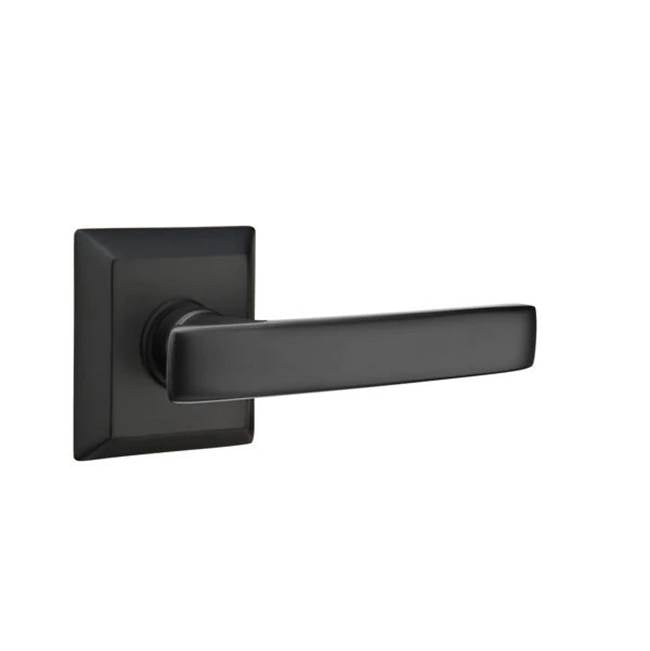 Emtek - Passage, Quincy Rosette, Geneva Lever, LH, US19 - Flat Black