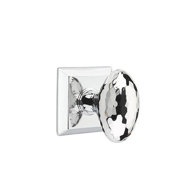 Emtek - Passage, Quincy Rosette, Hammered Egg Knob, US26 - Polished Chrome