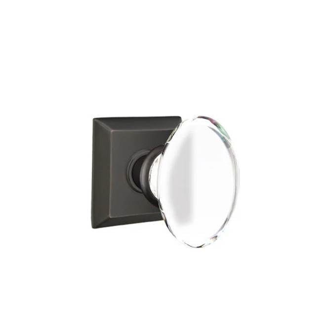 Emtek - Dummy, Quincy Rosette, Hampton Crystal Knob, US10B - Oil Rubbed Bronze