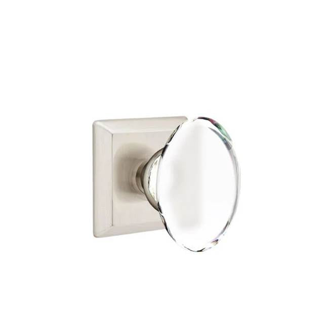 Emtek - Dummy, Quincy Rosette, Hampton Crystal Knob, US15 - Satin Nickel