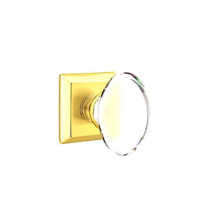 Emtek - Passage, Quincy Rosette, Hampton Crystal Knob, US3 Lifetime - Polished Brass
