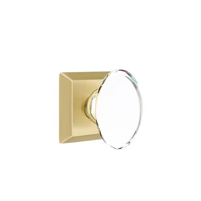 Emtek - Passage, Quincy Rosette, Hampton Crystal Knob, US4 - Satin Brass