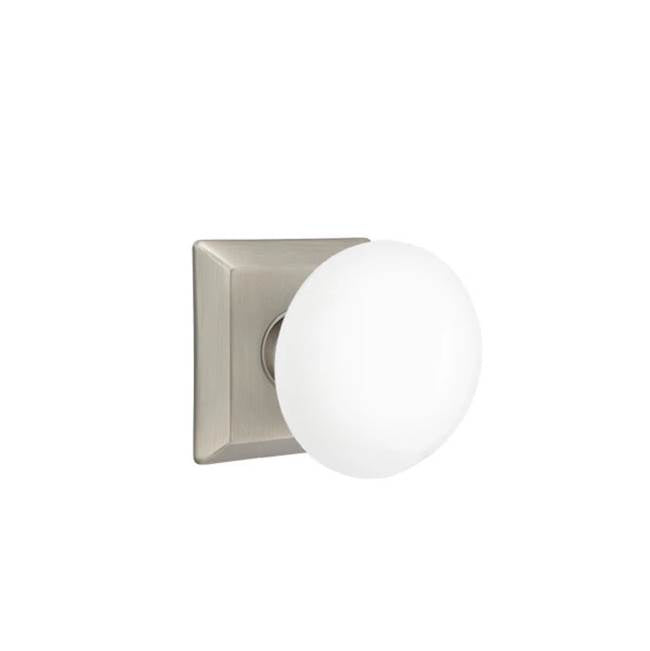 Emtek - Passage, Quincy Rosette, Ice White Knob, US15A - Pewter