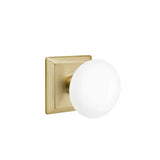 Emtek - Passage, Quincy Rosette, Ice White Porcelain Knob, US4 - Satin Brass