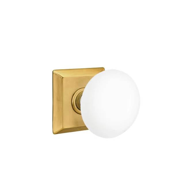 Emtek - Passage, Quincy Rosette, Ice White Knob, US7 - French Antique