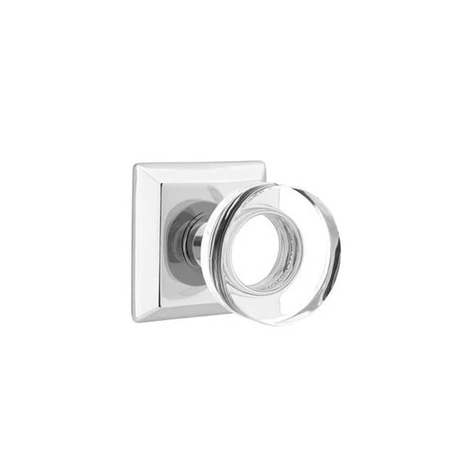 Emtek - Concealed, Privacy, Quincy Rosette, Modern Disc Crystal Knob, US26 - Polished Chrome