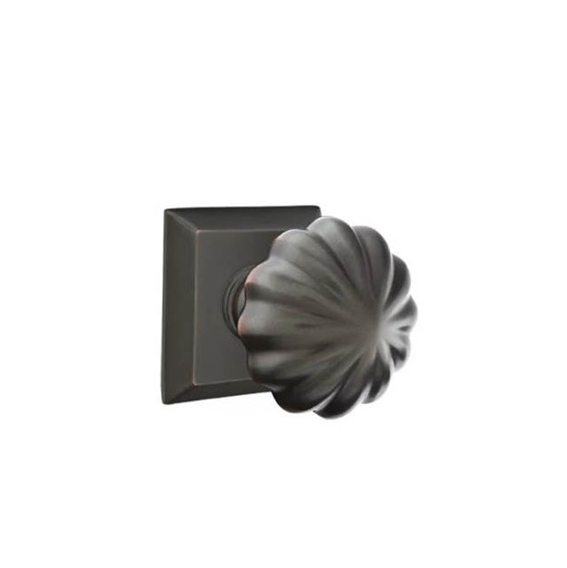Emtek - Concealed, Privacy, Quincy Rosette, Melon Knob, US10B - Oil Rubbed Bronze