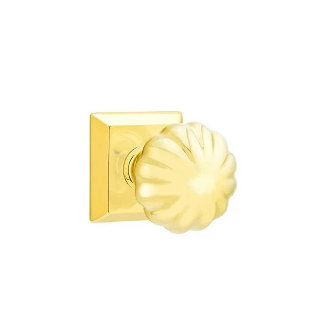 Emtek - Privacy, Quincy Rosette, Melon Knob, US3NL - Unlacquered Brass