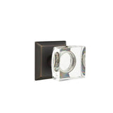 Emtek - Concealed, Privacy, Quincy Rosette, Modern Square Crystal Knob, US10B - Oil Rubbed Bronze