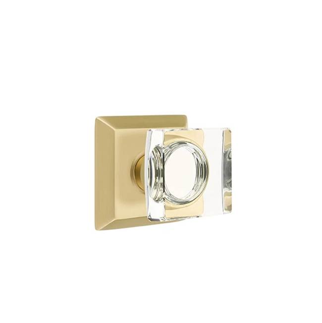 Emtek - Concealed, Passage, Quincy Rosette, Modern Square Crystal Knob, US4 - Satin Brass