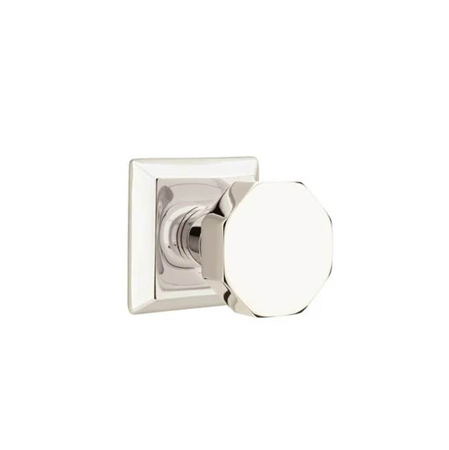 Emtek - Concealed, Privacy, Quincy Rosette, Octagon Knob, US14 - Polished Nickel