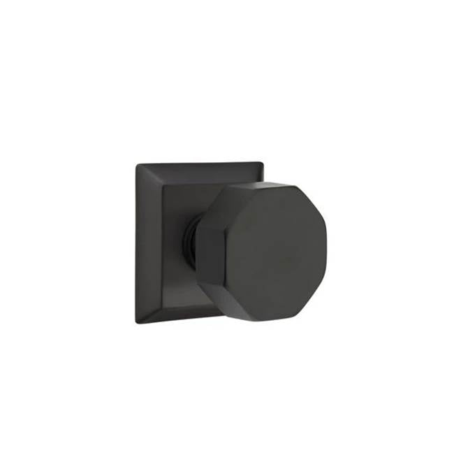 Emtek - Privacy, Quincy Rosette, Octagon Knob, US19 - Flat Black