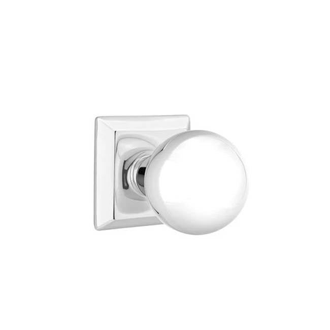Emtek - Concealed, Privacy, Quincy Rosette, Orb Knob, US26 - Polished Chrome