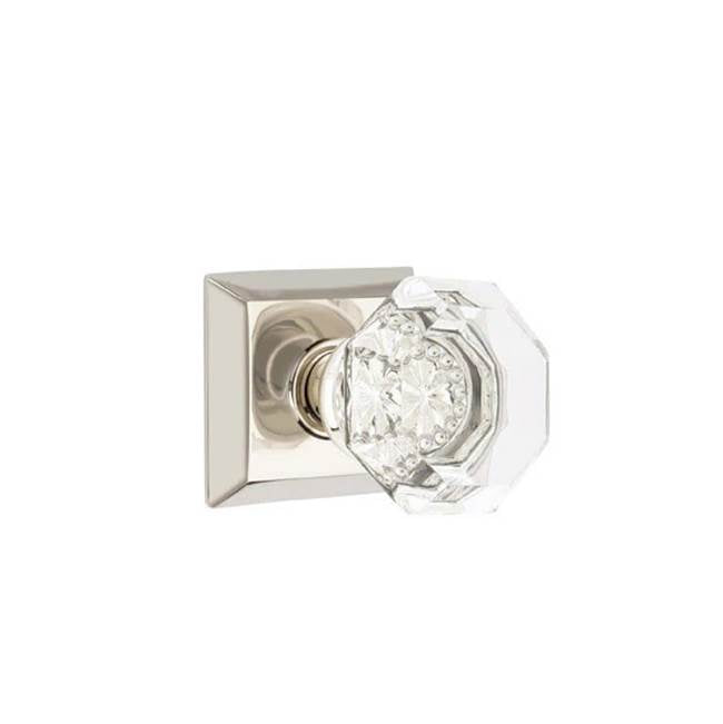Emtek - Concealed, Privacy, Quincy Rosette, Old Town Clear Knob, US14 - Polished Nickel