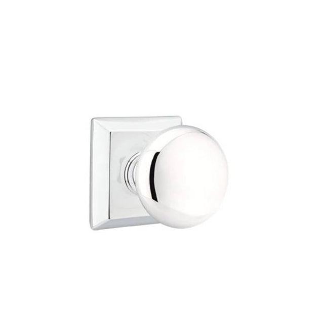 Emtek - Concealed, Privacy, Quincy Rosette, Providence Knob, US26 - Polished Chrome
