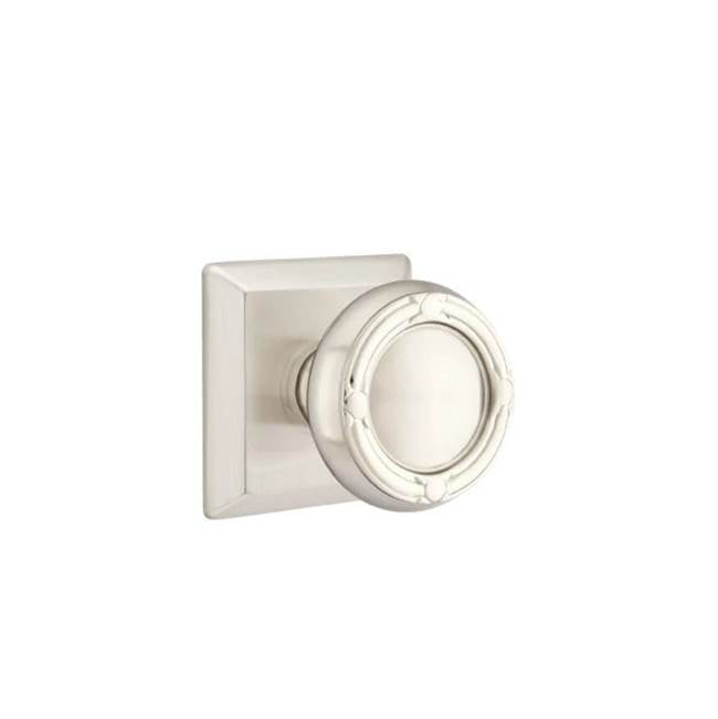 Emtek - Concealed, Privacy, Quincy Rosette, Ribbon and Reed Knob, US15 - Satin Nickel