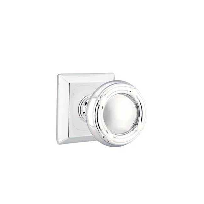 Emtek - Concealed, Privacy, Quincy Rosette, Ribbon and Reed Knob, US26 - Polished Chrome
