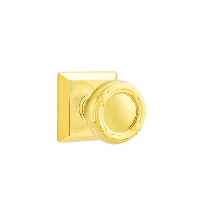 Emtek - Passage, Quincy Rosette, Ribbon and Reed Knob, US3NL - Unlacquered Brass