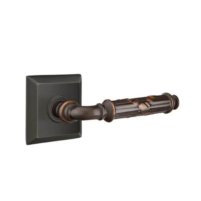 Emtek - Privacy, Quincy Rosette, Ribbon and Reed Lever, RH, US10B - Oil Rubbed Bronze