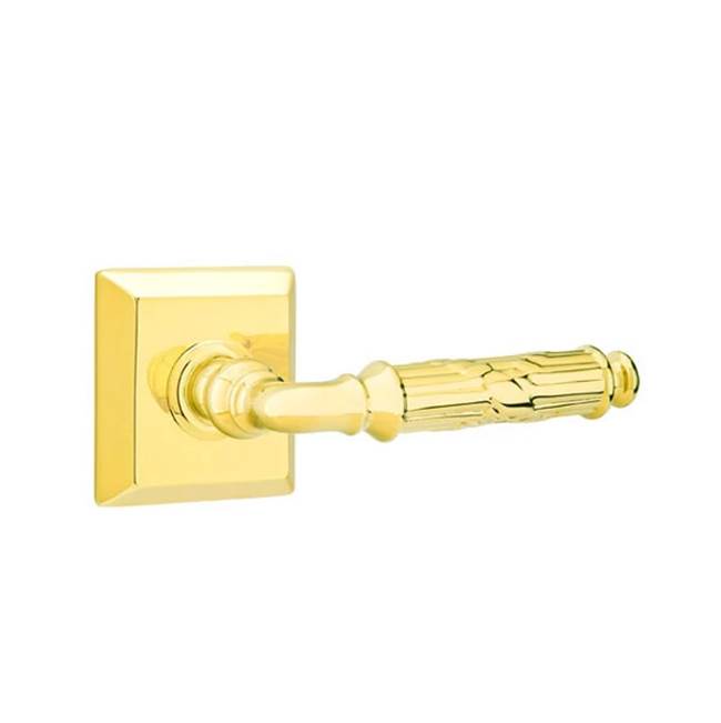 Emtek - Privacy, Quincy Rosette, Ribbon and Reed Lever, LH, US3NL - Unlacquered Brass