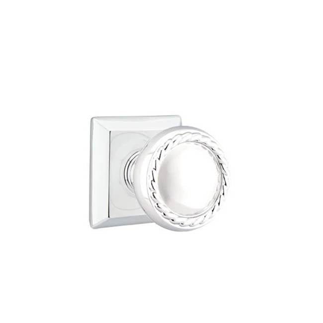Emtek - Concealed, Passage, Quincy Rosette, Rope Knob, US26 - Polished Chrome