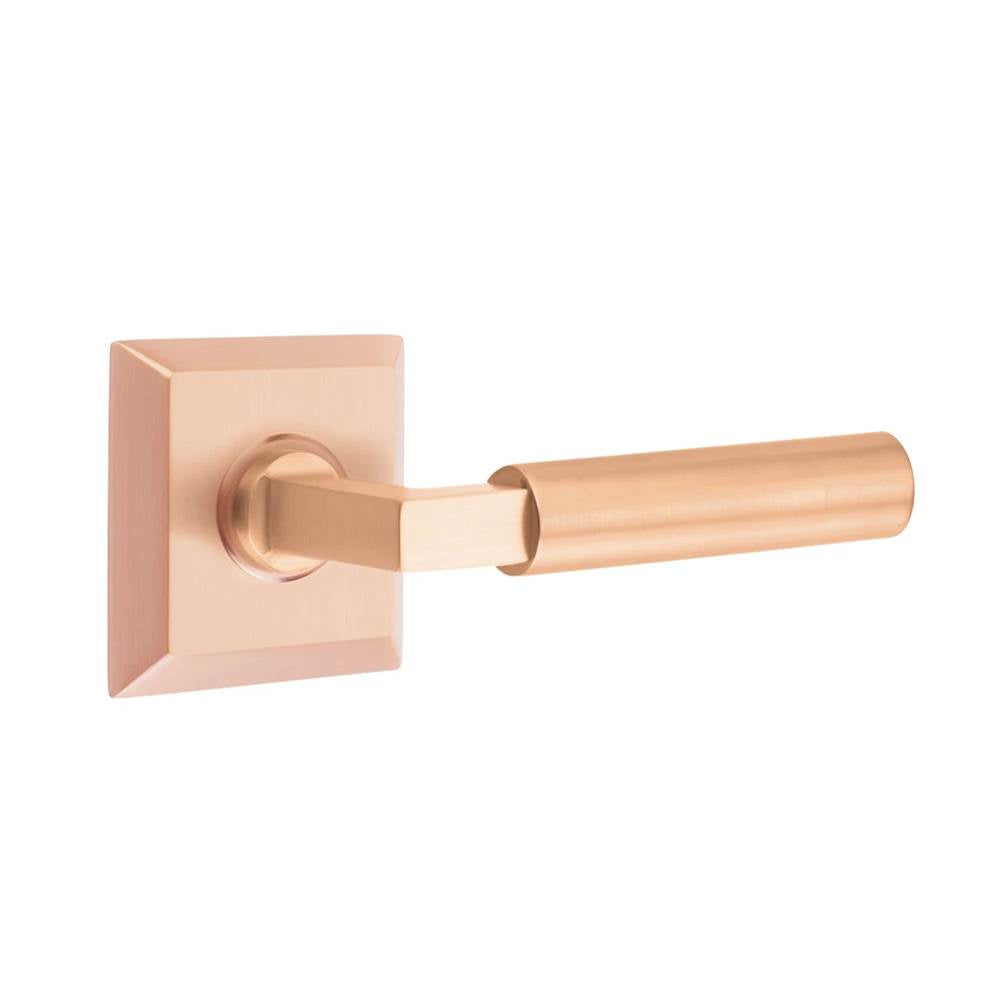 Emtek - Select Dummy, Quincy Rosette SRG, L-Square Stem SRG, Smooth Handle SRG - Satin Rose Gold