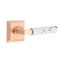 Emtek - Select Dummy, Quincy Rosette Satin Rose Gold, L-Square Stem Satin Rose Gold, Light Terrazzo Handle - Satin Rose Gold