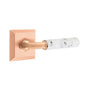 Emtek - Select Privacy, Quincy Rosette Satin Rose Gold, R-Bar Stem Satin Rose Gold, Light Terrazzo Handle, RH - Satin Rose Gold