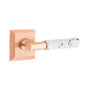 Emtek - Select Privacy, Quincy Rosette Satin Rose Gold, T-Bar Stem Satin Rose Gold, Light Terrazzo Handle, RH - Satin Rose Gold