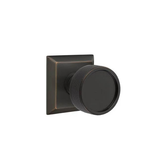 Emtek - Concealed Fastener Passage, Quincy Rosette US10B, Conical Stem US10B, Knurled Knob US10B - Oil Rubbed Bronze