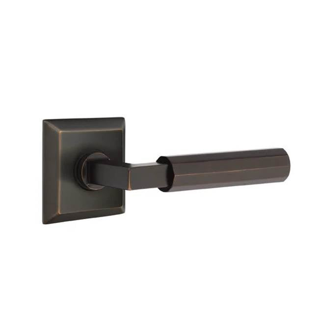 Emtek - Dummy, Quincy Rosette US10B, L-Square Stem US10B, Faceted Handle US10B - Oil Rubbed Bronze