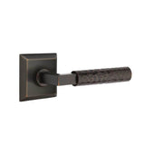 Emtek - Passage, Quincy Rosette US10B, L-Square Stem US10B, Hammered Handle US10B LH - Oil Rubbed Bronze