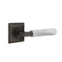 Emtek - Concealed Fastener, Passage, Quincy Rosette US10B, L-Square Stem US10B, White Marble Handle - Oil Rubbed Bronze